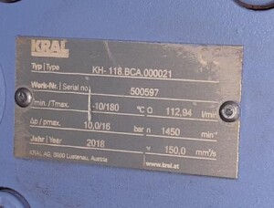 Schraubspindelpumpe KRAL KH-118  4  kW gebraucht B15492