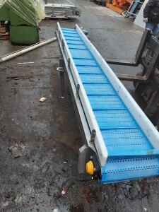 Conveyor belt plastic stainless steel approx. 2.4 x 0.35 m used B16796
