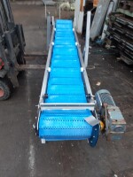 Conveyor belt plastic stainless steel approx. 2.4 x 0.35 m used B16796