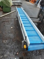 Conveyor belt plastic stainless steel approx. 2.4 x 0.35 m used B16796
