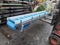 Conveyor belt plastic stainless steel approx. 2.4 x 0.35 m used B16796