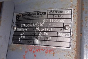 Geared motor 15 kW rpm used B17116