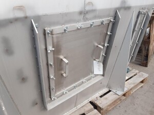 Dump hopper receiving station approx. 2.5 x 1.3 m stainless steel used B17401