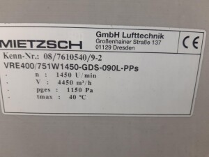 Radial fan Radial blower 4 kW approx. 4450 m³/h used B17629