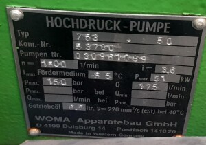 Plunger pump 150 bar 55 kW, used B17741