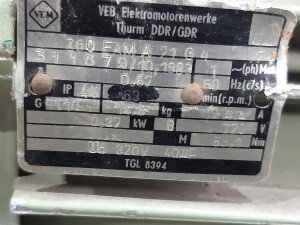 Gearmotor, 1-phase, 220 V, 0.37 kW / 63 rpm, used, B17919