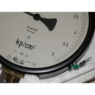 B10163 | DDR Feinmeßmanometer Sauerstoff Druck Manometer Kl.0,6 -1bis5kp/cm² neuwertig