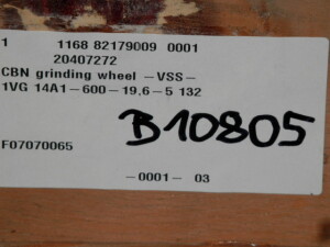B10805 Diamant Bornitrid CBN Schleifscheibe 600 x19,6x132
