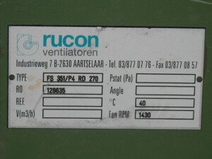 B11977 | Gebläse Ventilator Lüfter Absaugung Rucon FS-351 ohne 3 Kw Motor, gebraucht