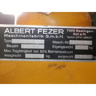 B12355 | Vakuumheber 250/125 kg Fezer